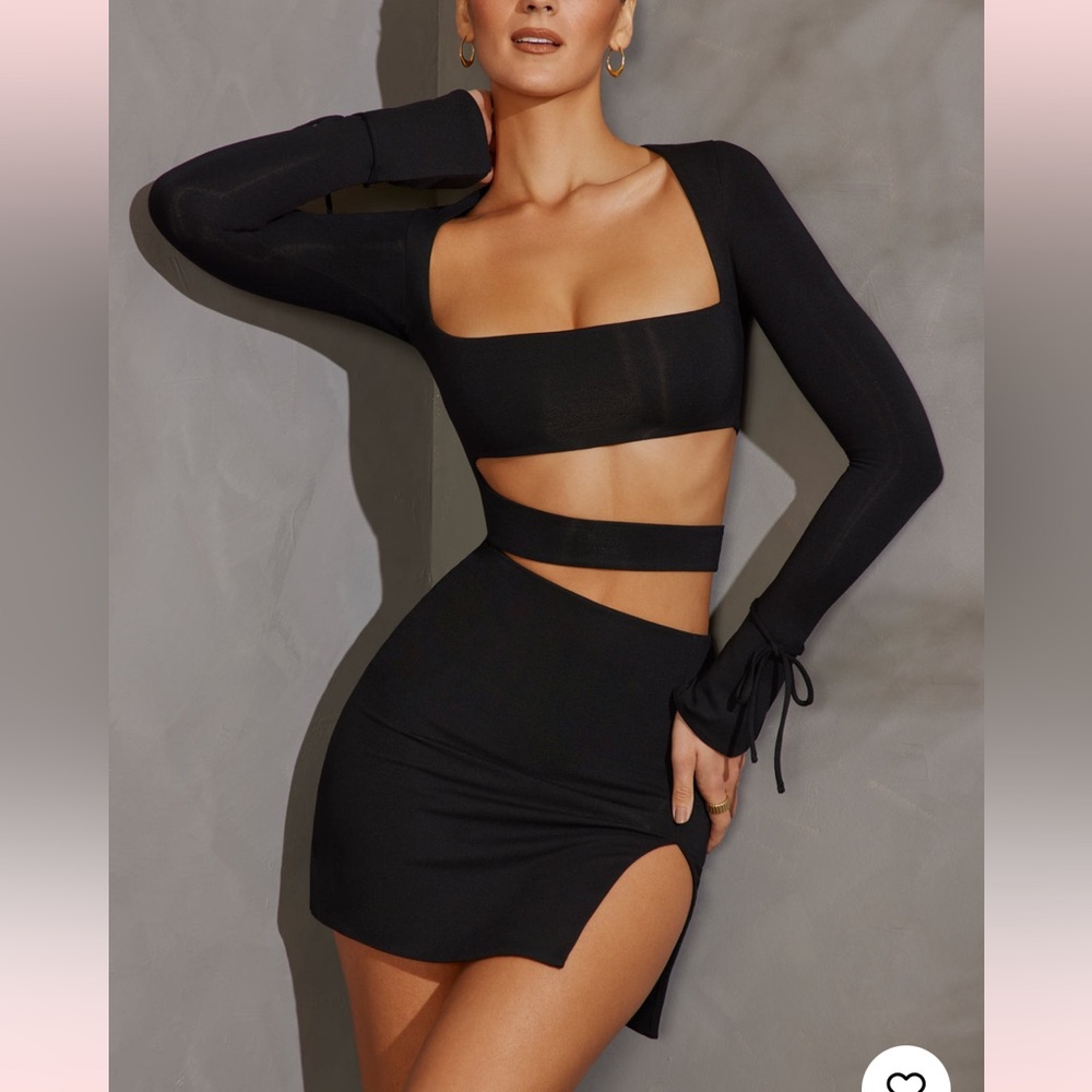NWT Oh Polly Enya Long Sleeve Cut Out Mini Dress